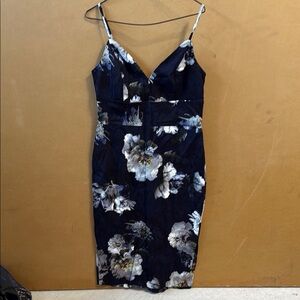 Dynamite White and Gray Sheath Midi Dress Spaghetti Strap